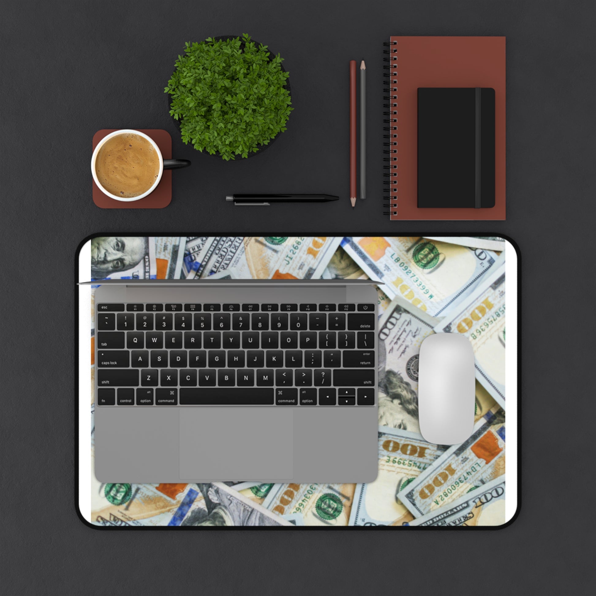 Money Design Desk Mat, Office Decor, Gaming Mouse Pad, Home Office Accessories, Unique Gift for Money Lovers, Stylish Desk Decor