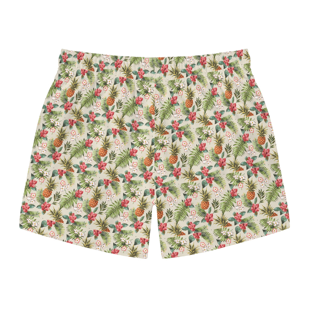 Tropical Print Swim Trunks, Beachwear, Summer Essentials, Vacation Outfits, Poolside Attire, Floral Swim Shorts