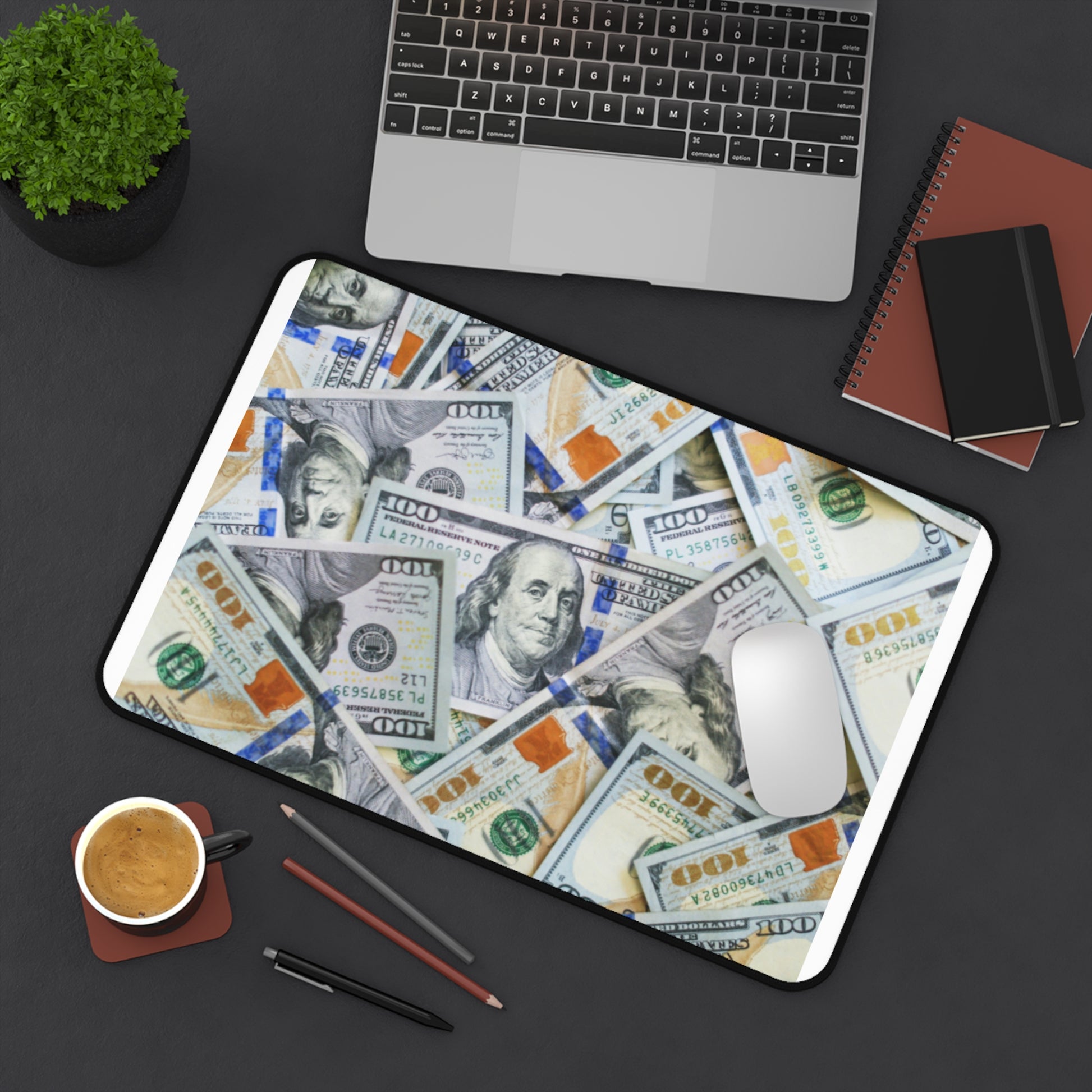 Money Design Desk Mat, Office Decor, Gaming Mouse Pad, Home Office Accessories, Unique Gift for Money Lovers, Stylish Desk Decor