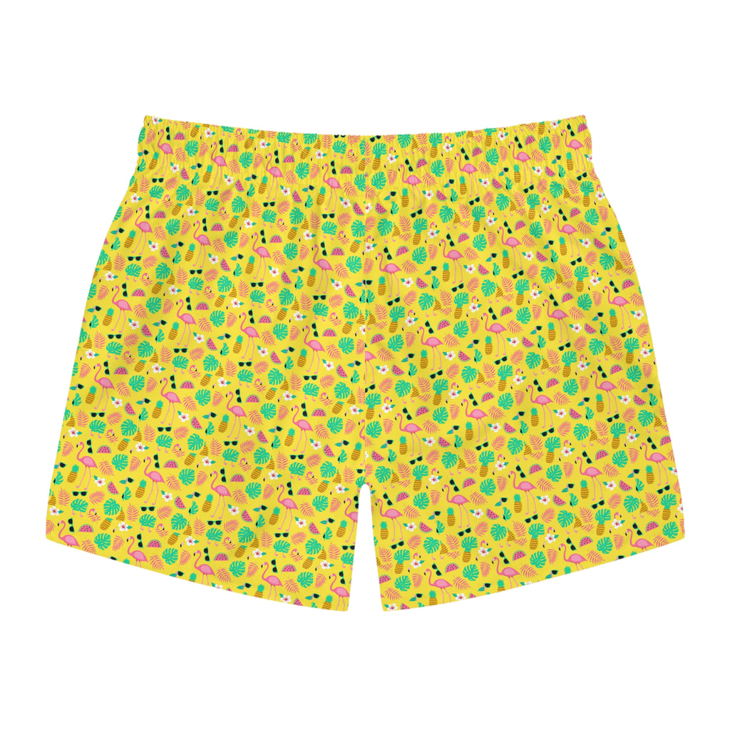 Colorful Tropical Swim Trunks, Summer Beachwear, Vacation Essentials, Pool Party Style, Fun Swimwear for Men
