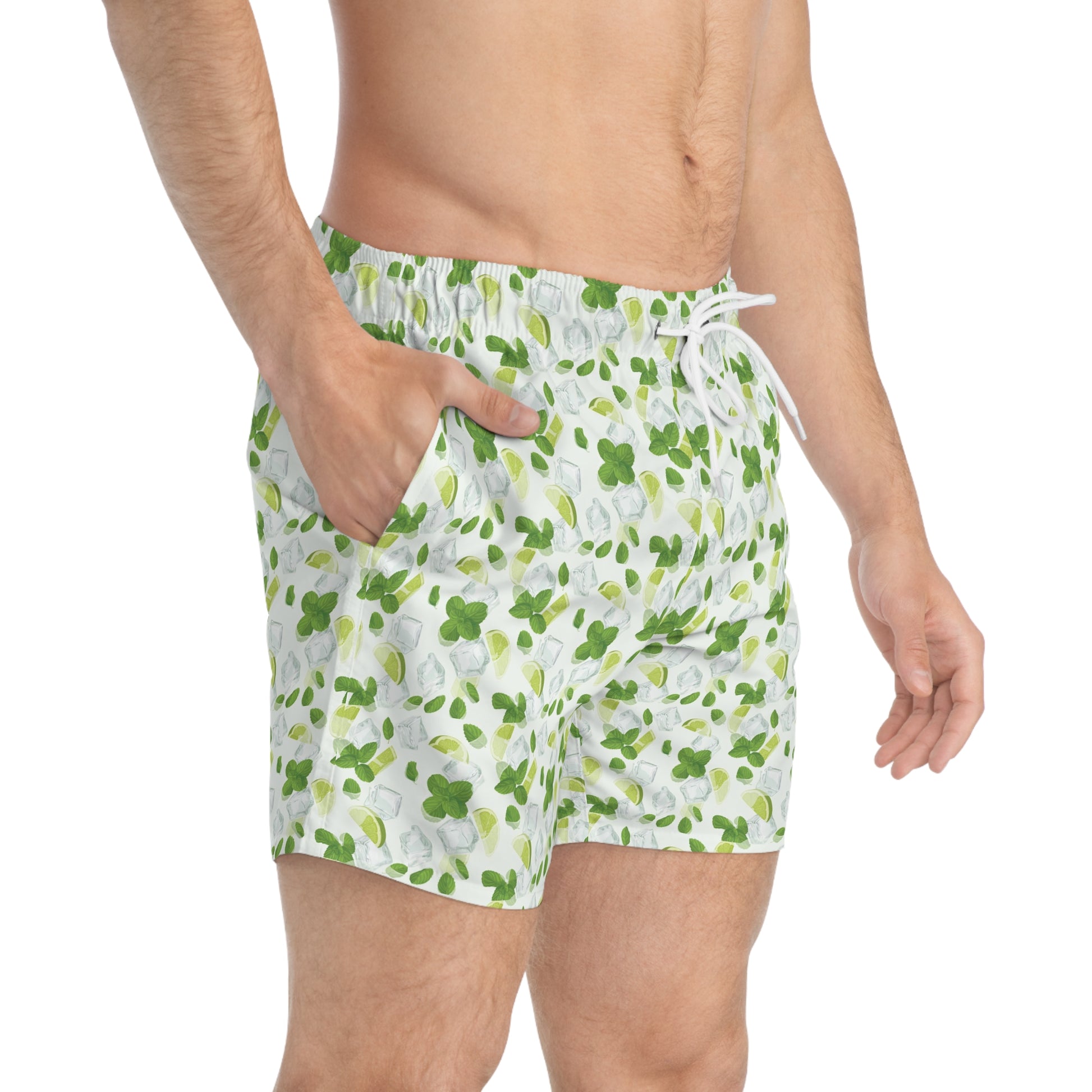 Lush Green Floral Swim Trunks, Tropical Beach Wear, Summer Pool Shorts, Vacation Swimwear, Mens Beach Trunks, Relaxed Fit Swimwear