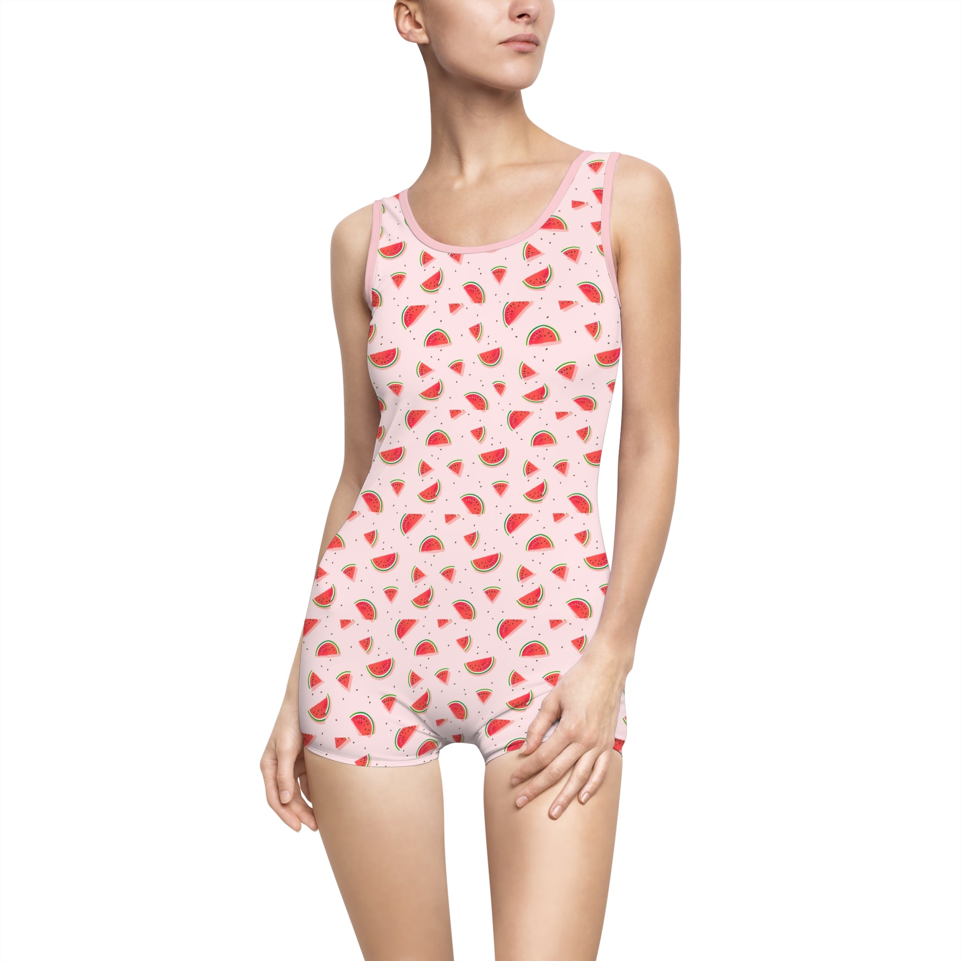 Vintage Watermelon Print Women's Swimsuit, Retro Bathing Suit, Summer Swimwear, Pool Party Outfit, Beach Attire