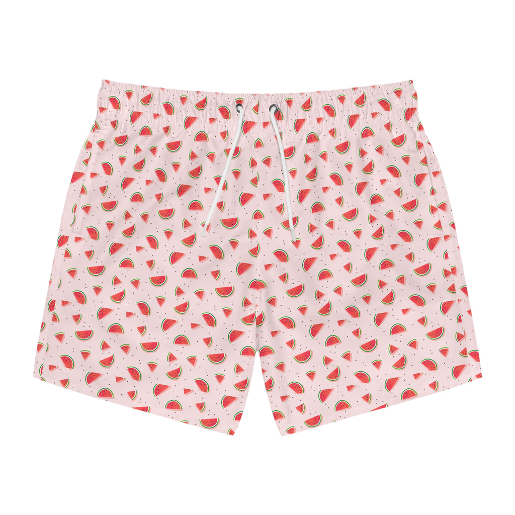 Watermelon Print Swim Trunks, Summer Beach Shorts, Vacation Wear, Pool Party Swimwear, Fun Summer Apparel