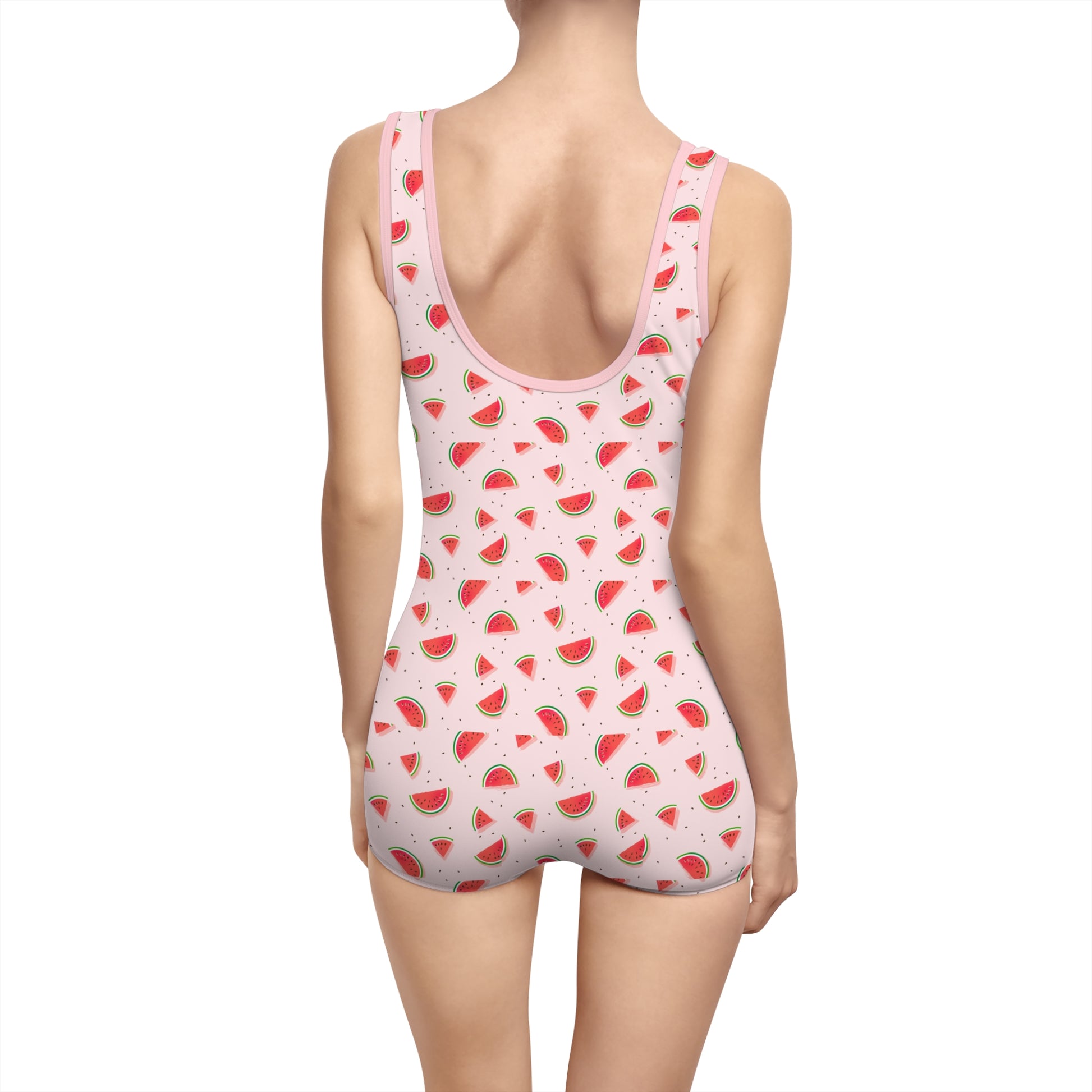 Vintage Watermelon Print Women's Swimsuit, Retro Bathing Suit, Summer Swimwear, Pool Party Outfit, Beach Attire