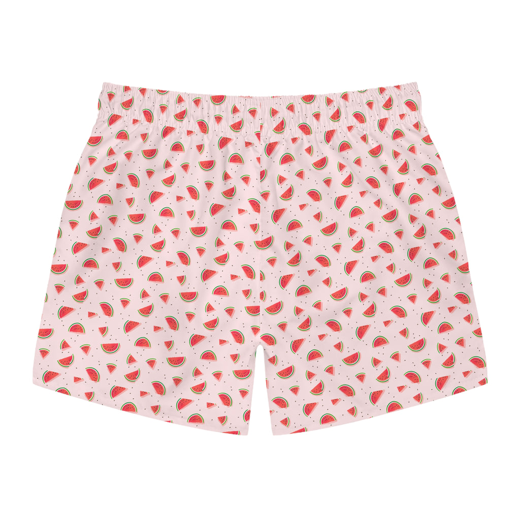 Watermelon Print Swim Trunks, Summer Beach Shorts, Vacation Wear, Pool Party Swimwear, Fun Summer Apparel