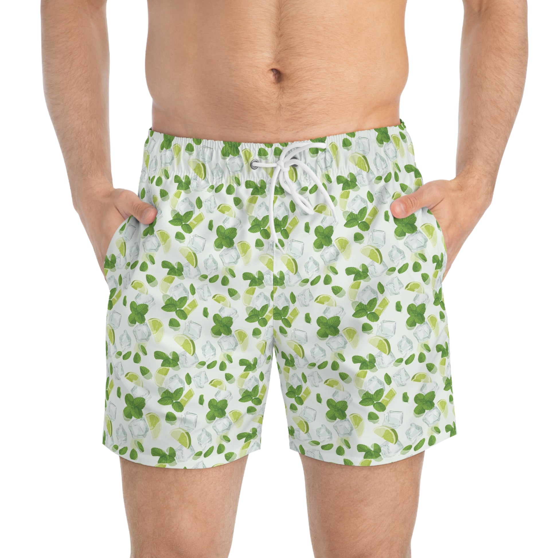Lush Green Floral Swim Trunks, Tropical Beach Wear, Summer Pool Shorts, Vacation Swimwear, Mens Beach Trunks, Relaxed Fit Swimwear