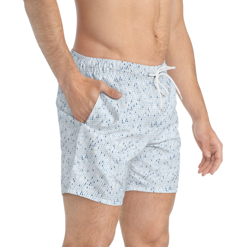 Cool Blue AOP Swim Trunks, Summer Beachwear, Pool Party Shorts, Vacation Essentials, Men's Swimwear, Fun Summer Fashion