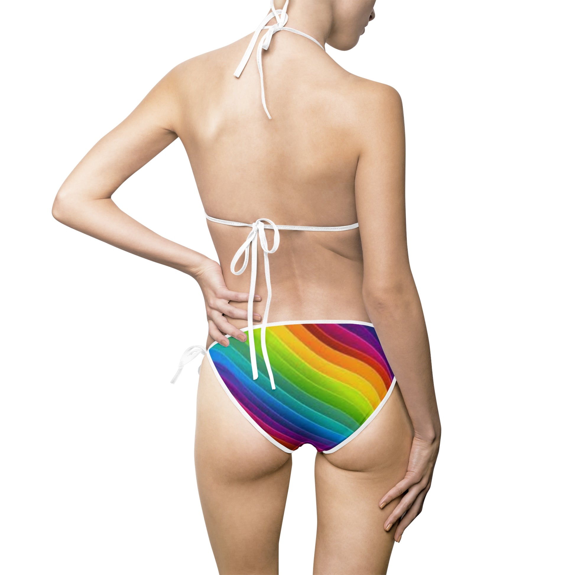 Vibrant Rainbow Bikini Swimsuit, Summer Beachwear, LGBTQ+ Pride Swimwear, Colorful Pool Party Outfit, Festival Swim Set