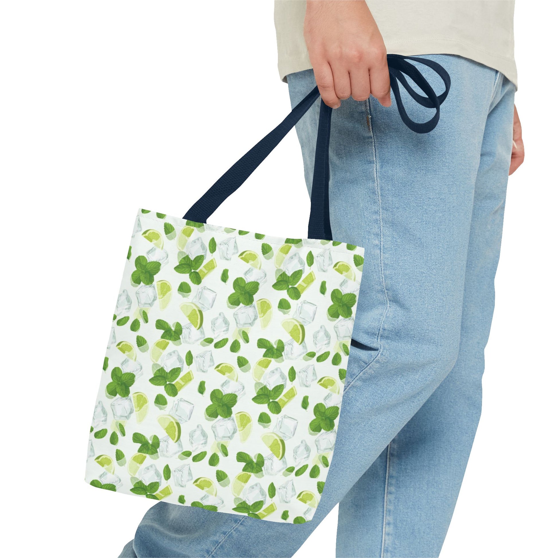 Lime & Leaf Tote Bag, Stylish Grocery Bag, Eco-Friendly Shopping Tote, Summer Bag, Reusable Handbag