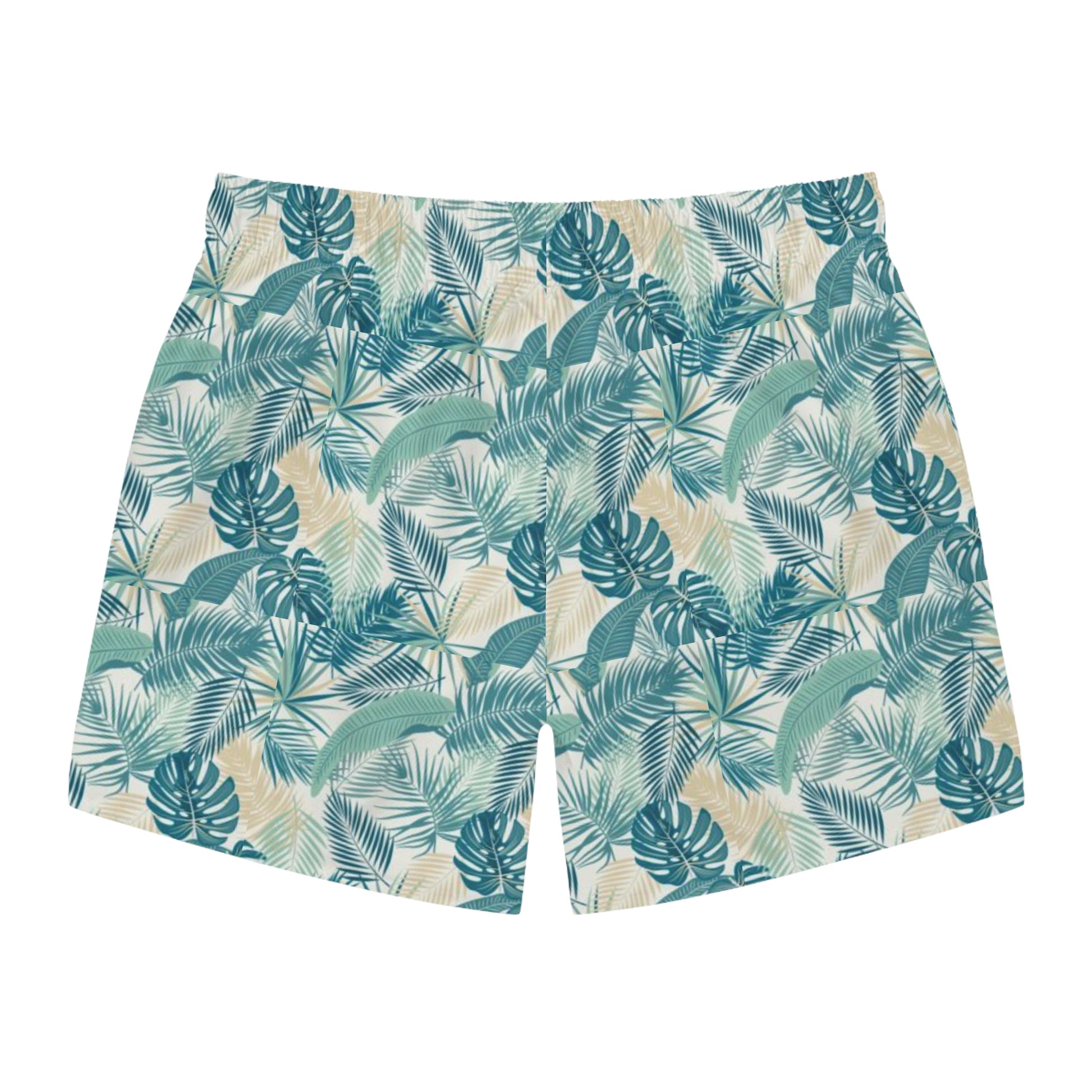 Tropical Leaf Swim Trunks, Summer Beach Shorts, Vacation Swimwear, Pool Party Attire, Men's AOP Swimwear